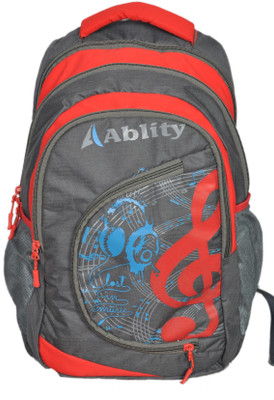 

4OUR 14 inch Expandable Laptop Backpack(Red, Grey)