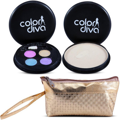 

Color Diva 4in1 Eyeshadow,Compact With Golden Makeup Pouch(Pack of 3)