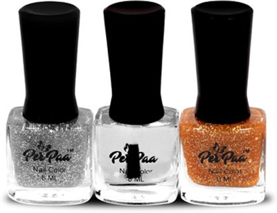 

perpaa Manicure Top Coat Nail Enamel Combo Gold Glitzy, See Through, Silver Sparkle glitz(Pack of 3)