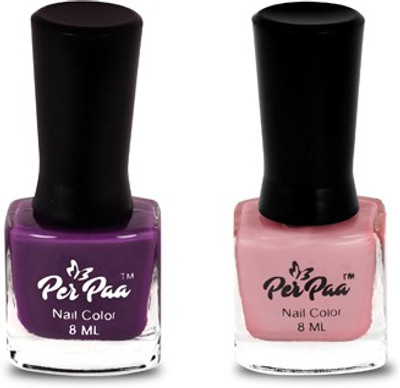 

perpaa Pink Plum Nail Enamel Combo Plum, Rosy Dreams Glitz(Pack of 2)