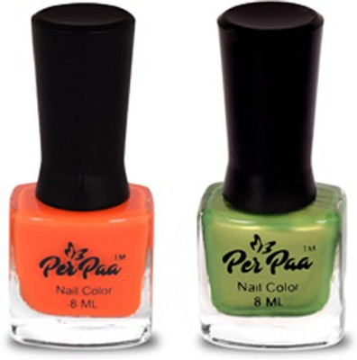 

perpaa Patriotic Nail Enamel Combo Kiwi Glitz, Amber Orange(Pack of 2)