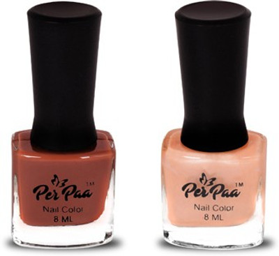 

perpaa Choco Candyfloss Nail Enamel Combo Apricot Glitz, Cocoa Brown(Pack of 2)