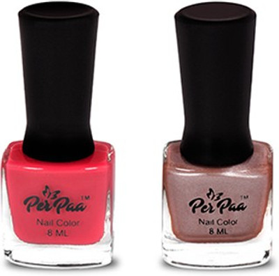

perpaa Sexy Lady Nail Enamel Combo Burnished Brown Glitz, Smitten(Pack of 2)
