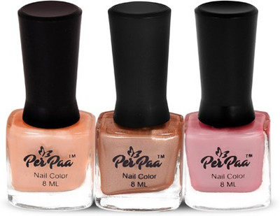 

PERPAA Nude Glitz Nail Enamel Combo Apricot Glitz, Rosy Dreams Glitz, Tan Glitz(Pack of 3)