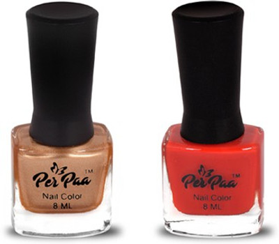 

perpaa Bride Nail Enamel Combo Bronze Glitz, Imperial Red(Pack of 2)