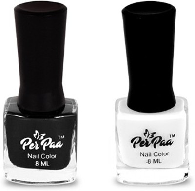 

perpaa Black Label & Snow White Nail Enamel Combo Black label, Snow White(Pack of 2)