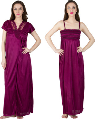 Bombshell Women Nighty with Robe(Purple)