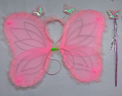 

Shre dynamic Pink fairy wing with feather border Butterfly fairy wings pink with border(Pink)