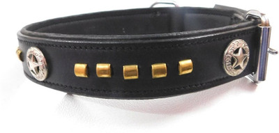 

Skora High Quality Metalic Beautiful Design Leather Dog Head Collar(, Black