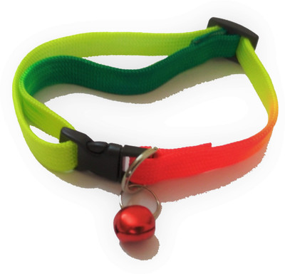 

101Lives Blue Pink Rainbow with bell  Dog & Cat Everyday Collar(, Red, Green