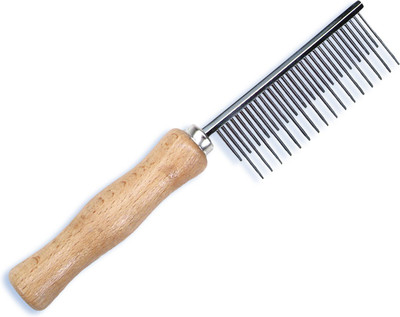 

Furious3D Pet Hair Flea Comb Stainless Steel Pin Dog Grooming Brush With Wooden Grip Handle Rakes for Dog, Horse, Cat