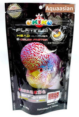 

Aquaasian Aquaasian Okiko Platinum Head Huncher & Colour Faster Fish Food 100g for Flowerhorn Shrimp 100 g Dry Fish Food