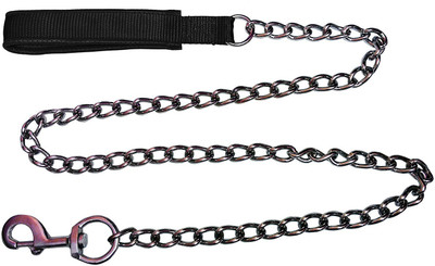 

Skora high quality dog chain with padded nylon handle Size- 150cm suitable for Medium and large breed Dog 25 cm Dog Chain Leash(Silver)