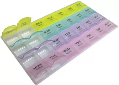 

N-STORE 7 Day 7 day pill box/monthly pill box/plastic pill box 28 Compartments 7 Day Weekly Large Plastic Pill Box Pill Box(Multicolor)