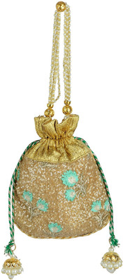

Tooba Handicraft Tooba Handicraft Party Wear Hand Embroidered Box Clutch Bag Purse For Bridal, Casual, Party , Wedding Potli(Gold)