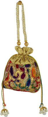 

Tooba Handicraft Tooba Handicraft Party Wear Hand Embroidered Box Clutch Bag Purse For Bridal, Casual, Party , Wedding Potli(Multicolor)