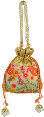 

Tooba Handicraft Tooba Handicraft Party Wear Hand Embroidered Box Clutch Bag Purse For Bridal, Casual, Party , Wedding Potli(Multicolor)