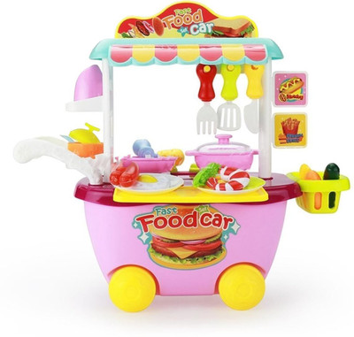 

Webby Kid's Kitchen Food Cart on Wheels Pretend Toy Playset