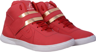 

Johnnie Boy Red Gold Dancing high ankle sneakers Dancing Shoes For Men(Red