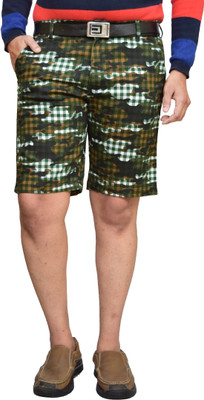 AmERiCAn nOTi Checkered Men Green Bermuda Shorts