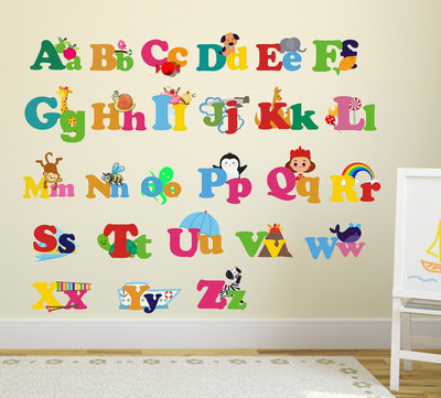 TRIDENT 90 cm Colorful Alphabets Removable Sticker(Pack of 1)