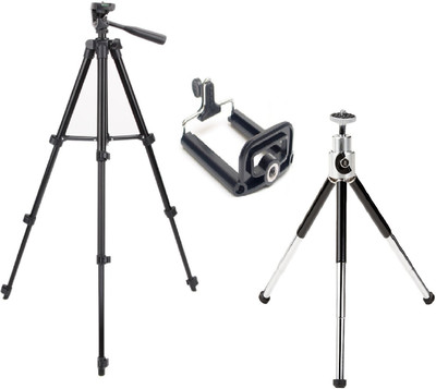 

ReTrack 3Way Head Adjustable-Tripod+Mini Mobile Tripod(Black, Supports Up to 1000 g)