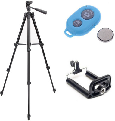 

ReTrack 3Way Head Adjustable Aluminum With Bracket, Bluetooth Shutter and Bag Tripod(Black, Supports Up to 1000 g)