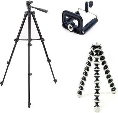

ReTrack 3Way Head Adjustable-Tripod+Flexiable Mobile Tripod(Black, Supports Up to 1000 g)
