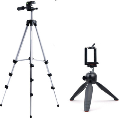 

ReTrack 3Way Head Adjustable-Tripod+RT228 Mobile Tripod(Silver, Supports Up to 1000 g)