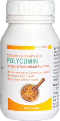 

POLYPURE POLYCUMIN CURCUMIN CAPSULES 400 mg Curcuminoids 95% with Piperine 95% and Gingerol 5% 60 VEG Capsules(60)