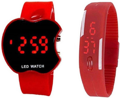 

Talgo New Arrival 2018 Red Robin Season Special RRAPPLERDLEDRD New Special Collection Digital Apple Shaped Black Dial Red Rubber Strap Touch to The Dial Display the Time And LED Digital Red Colour Rectangle Dial Red Rubber Strap (Combo of 2) RRAPPLERDLEDR
