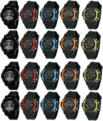 

Swadesi Stuff ALL WORKING - KIDS FAVOURITE - BIRTHDAY PARTY RETURN GIFT - SET OF 20 MULTIFUNCTION DIGITAL SPORTS SMART BAND With 7 Colors 0020 LIGHT Kids series Watch - For Boys & Girls