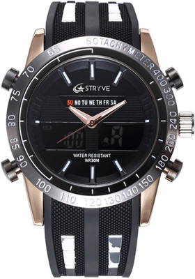 STRYVE AquastryveS002 Aquaasian STRYVE S8005 Top Brand Luxury digital Quartz Waterproof silicone Sport full calendar Wrist Men’s Watch – GOLD Analog-Digital Watch - For Men