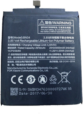 Amnicor Battery - xiaomi Redmi 5A BN34(Black) available at flipkart for Rs.999