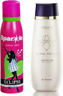 

Oriflame Sweden Royal Velvet Soothing Toner 200ml (22423) With one sparkle perfume spray 150 ml(Set of 2)