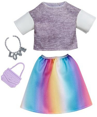 

Barbie Complete Looks Rainbow Skirt with Gray Top(Multicolor)