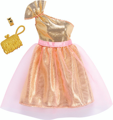 

Barbie Complete Looks Gold 1 Shoulder Gown Pink Tulle(Multicolor)