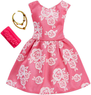

Barbie Complete Looks Pink White Floral Gown(Multicolor)