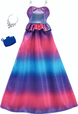 

Barbie Complete Looks Pink Purple Blue Ombre Gown(Multicolor)