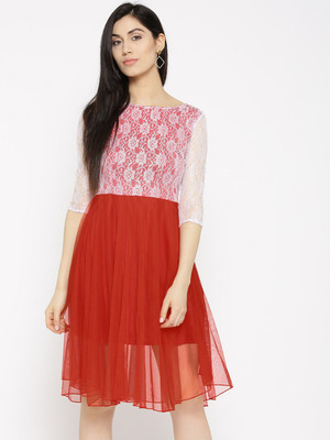 U&F Women Fit and Flare Red Dress