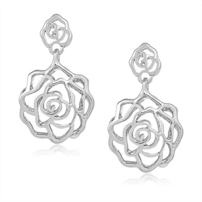 

Nakabh Silver Stylish Flower Cut Crystal Partywear Elegant Alloy Drop Earring, Dangle Earring