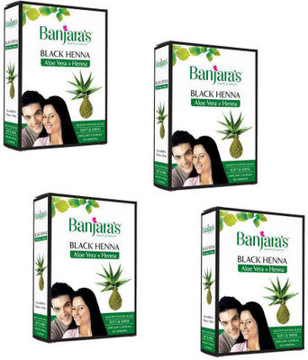 

Banjara's Black henna (Pack of 4 ) Aloe Vera + Henna Hair Color(Black)