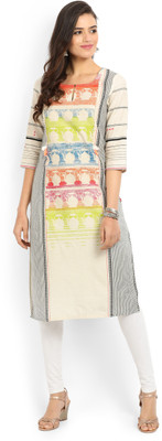 W Women Printed Straight Kurta(Multicolor)