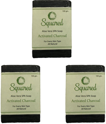 

Squared Activated Charcoal soap with the goodness of Aloe Vera for Soft and pollution free Skin (Pack of 3)(300 g, Pack of 3)