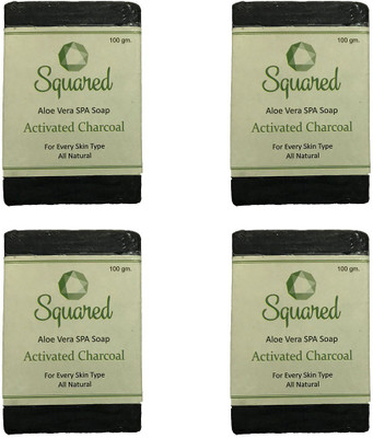 

Squared Activated Charcoal soap with the goodness of Aloe Vera for Soft and pollution free Skin (Pack of 4)(400 g, Pack of 4)