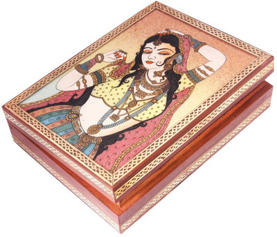 

HANDICRAFTS PARADISE Jewellery box / Trinket box / Storage box out of Gemstones and wood Angrai Lady Design Jewellery Vanity Box(Multicolor)