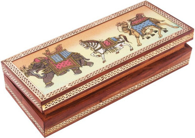 

HANDICRAFTS PARADISE Jewellery box / Trinket box / Storage box out of Gemstones and Shisham wood Animals Design Jewellery Vanity Box(Multicolor)