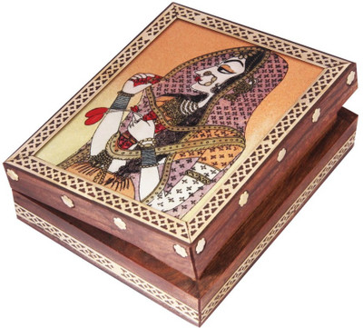 

HANDICRAFTS PARADISE Jewellery box out of Gemstones and shisham wood Banithani design Jewellery Vanity Box(Multicolor)
