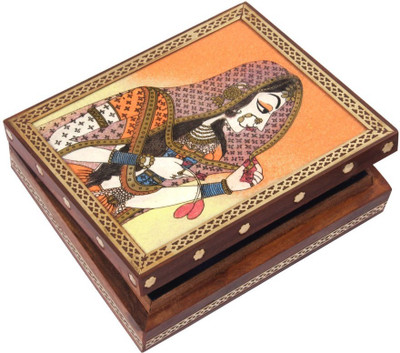 

HANDICRAFTS PARADISE Jewellery box / Trinket box / Storage box out of Gemstones and wood Banithani Pattern Jewellery Vanity Box(Multicolor)