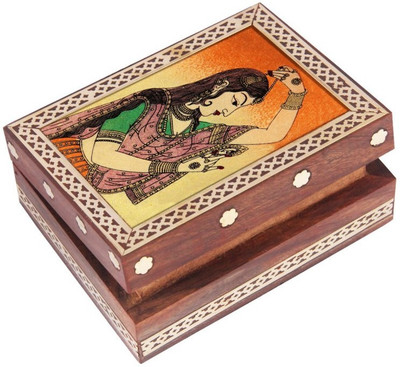 

HANDICRAFTS PARADISE Jewellery box / Trinket box / Storage box out of Gemstones and shisham wood Shringar design Jewellery Vanity Box(Multicolor)